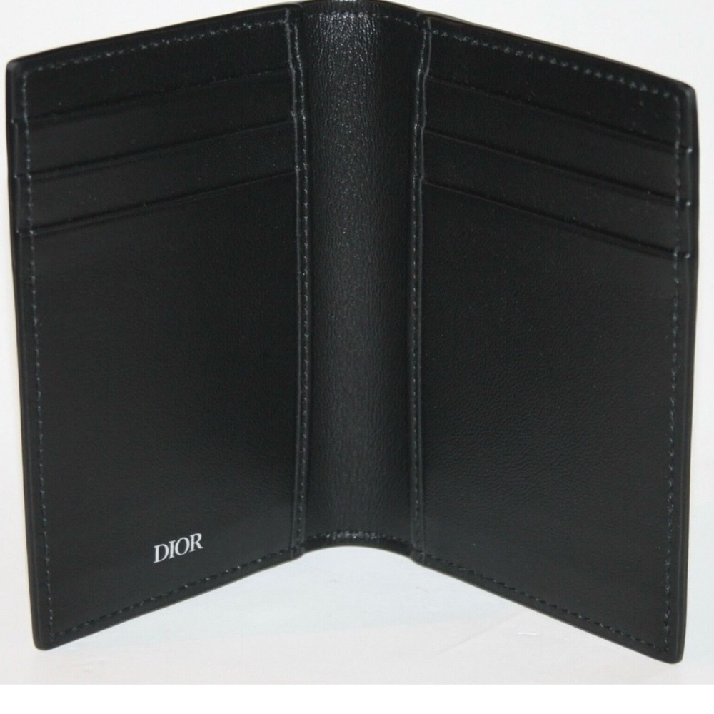 NWT DIOR black perforated leather Bifold Wallet with Silver Hardware💗💗💗 - Picture 3 of 5